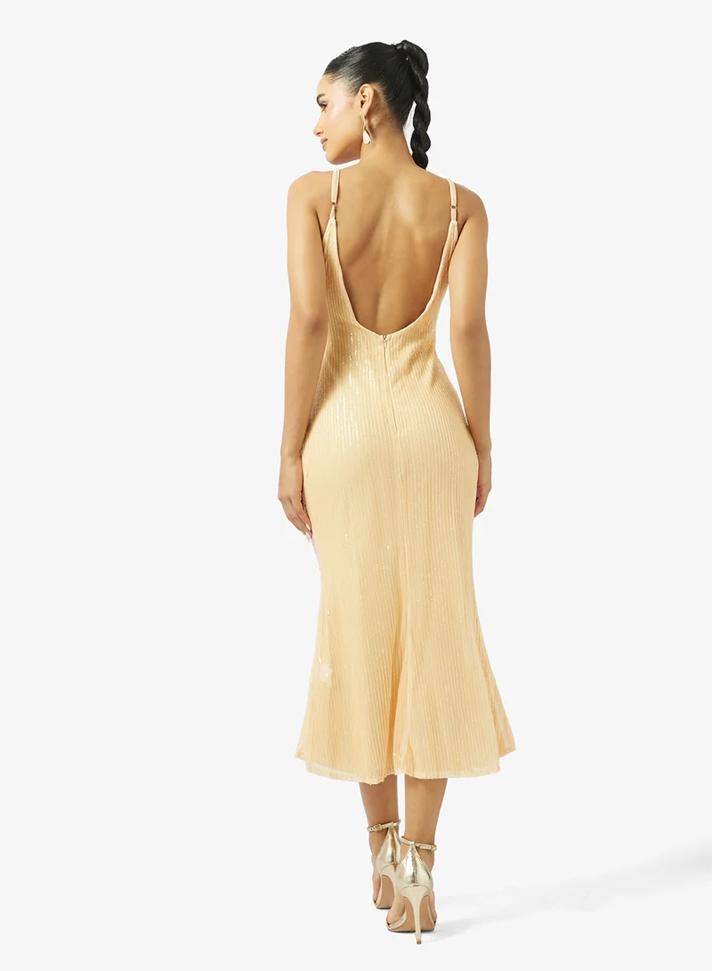 جينجر Strappy Floral Slip Dress